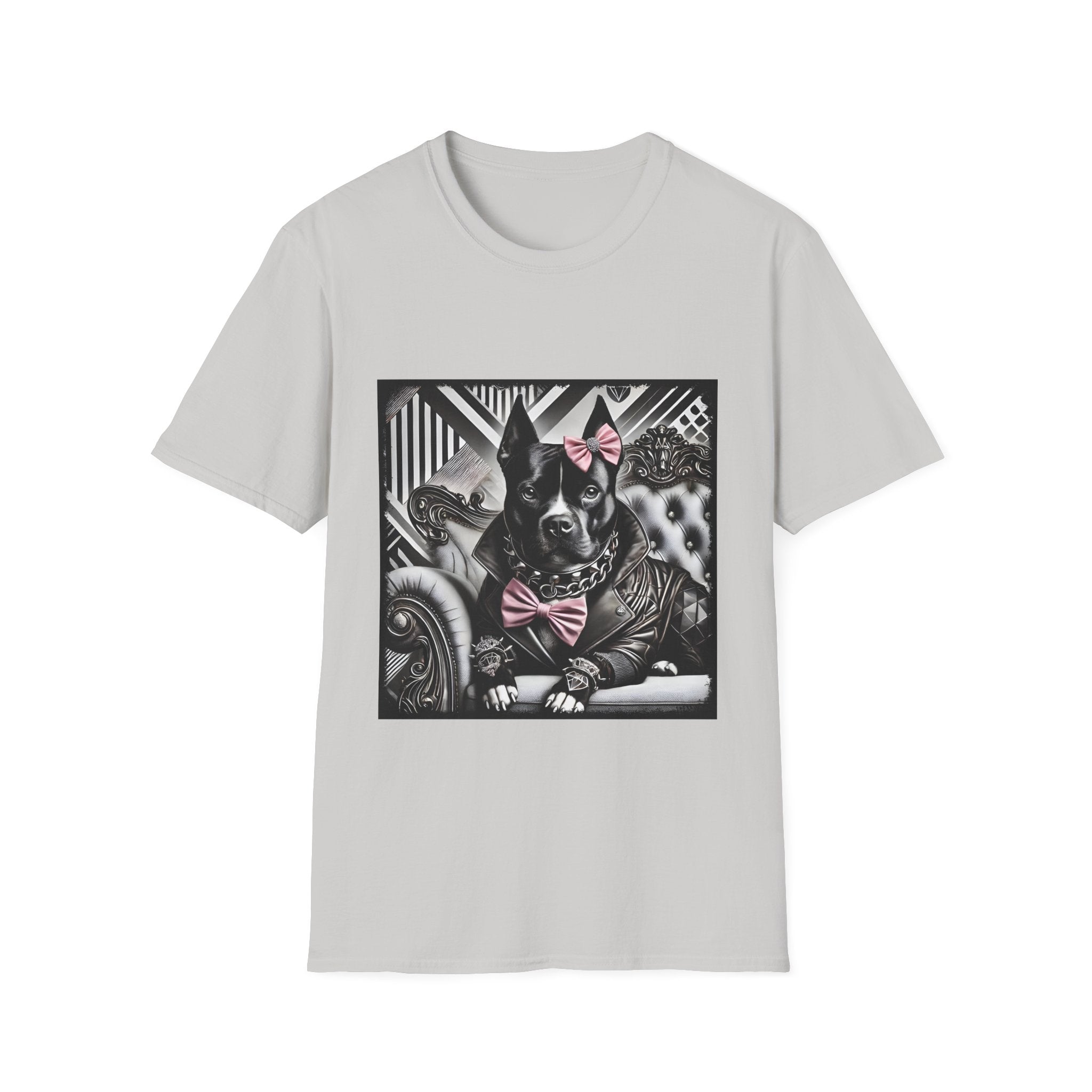 American Pit Bull Terrier Shirt | B&W Pink Bow Rocker Dog Lover Tee