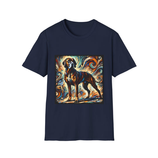 Coonhound Warm Swirl design dog lover unisex t-shirt in navy