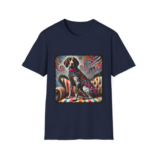 German Shorthaired Pointer Pink Rocker design dog lover unisex t-shirt in navy