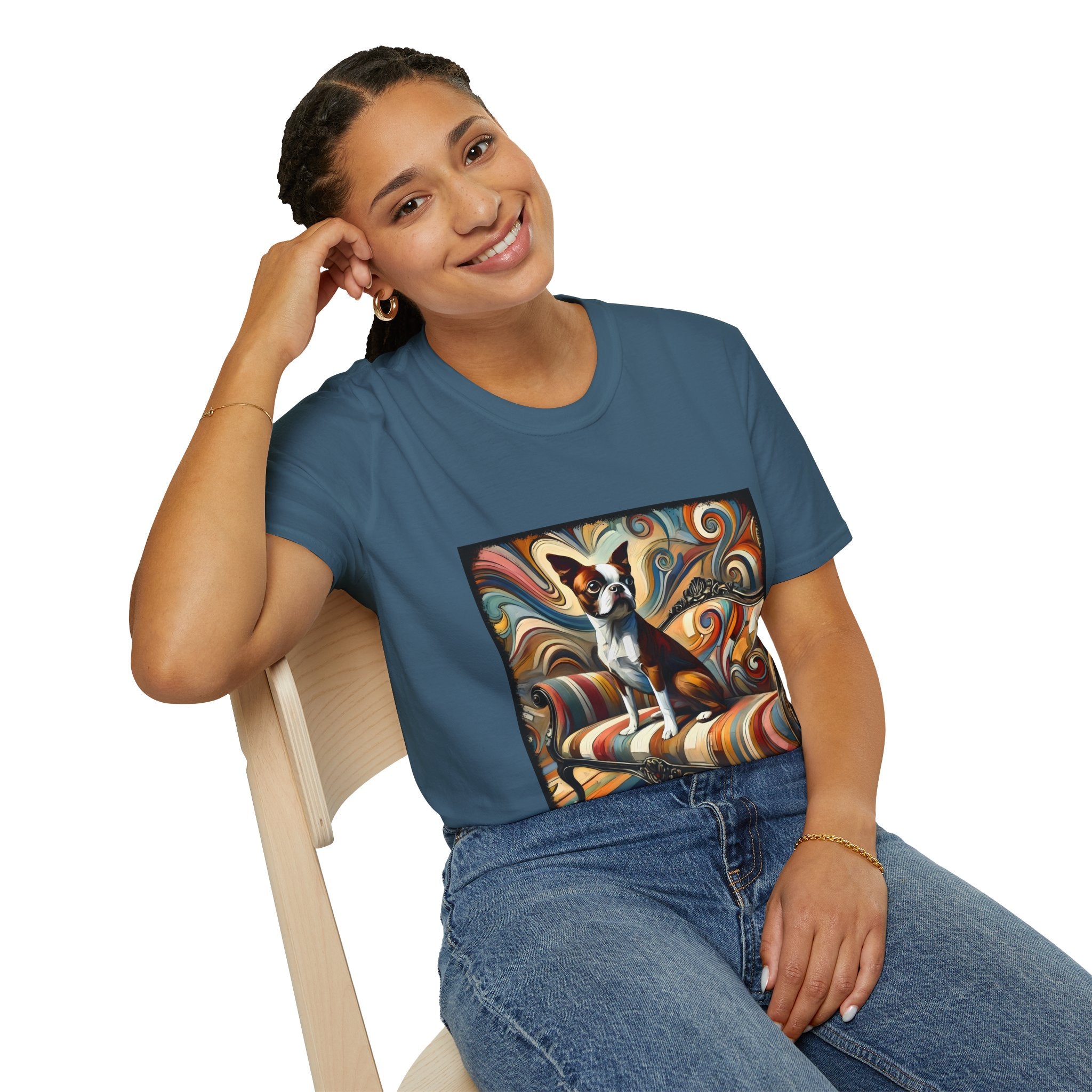 Boston Terrier Warm Swirl | Unisex Dog T-Shirt