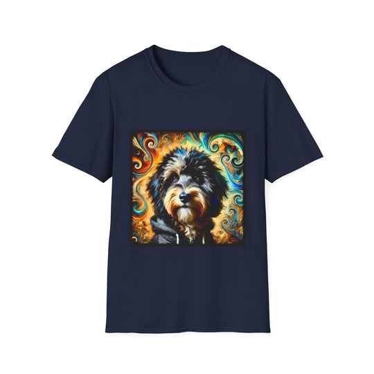 Aussiedoodle Hoodie Swirl design dog lover unisex t-shirt in navy