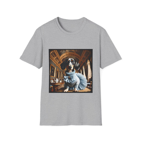 Dachshund Royal Runaway design dog lover unisex t-shirt in sport grey