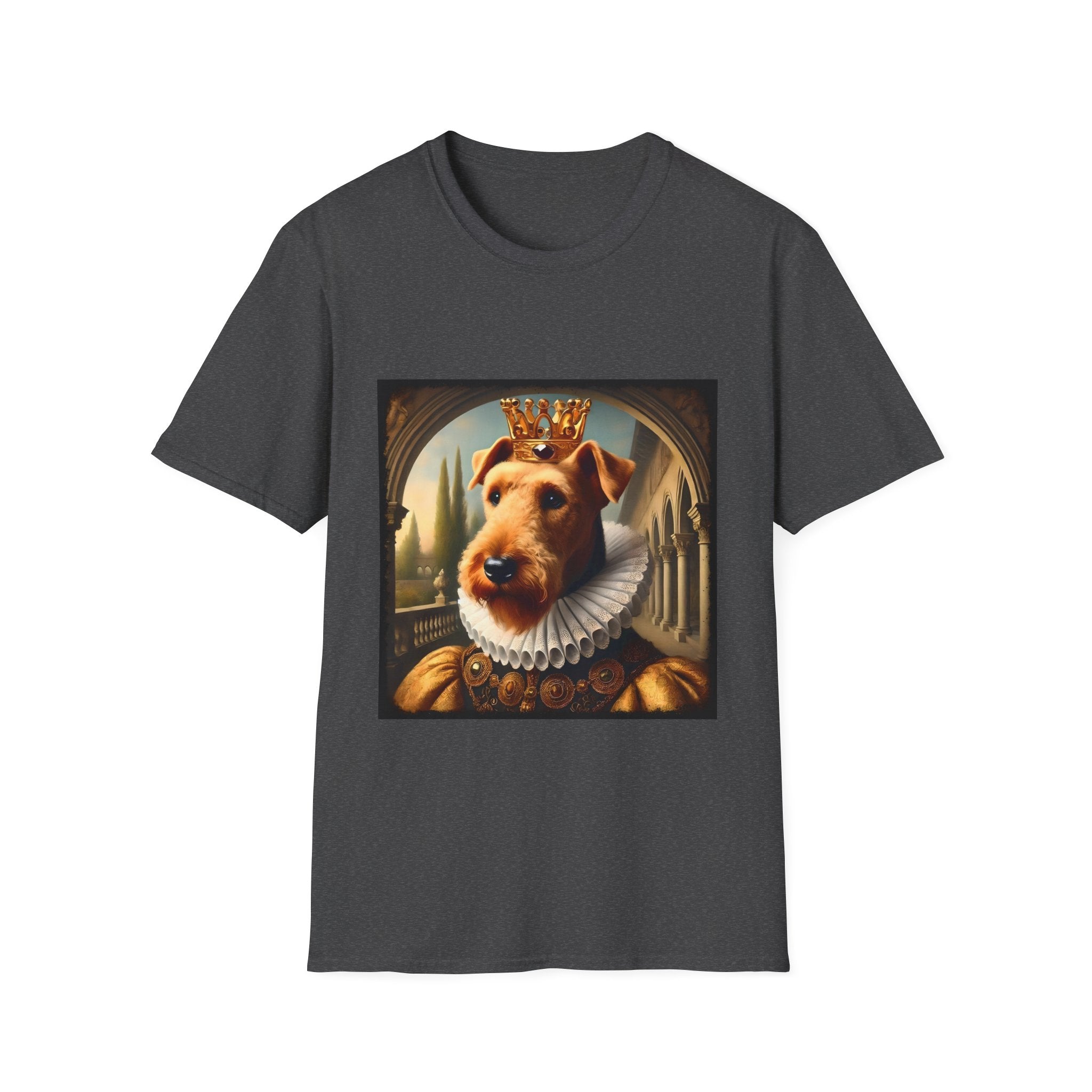 Airedale Terrier Crowned Gent design dog lover unisex t-shirt in dark heather