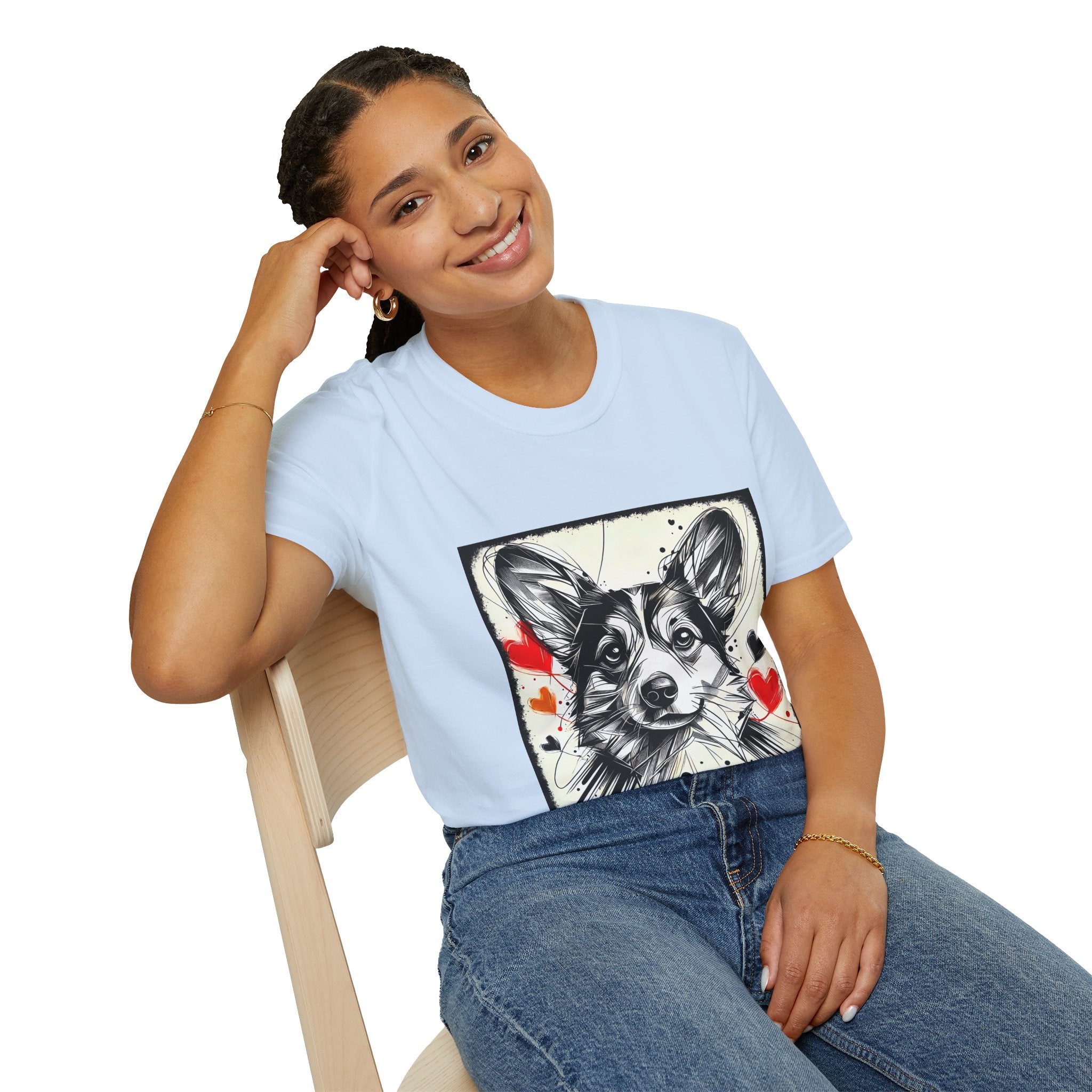Pembroke Welsh Corgi Bold Heart Sketch | Unisex Dog T-Shirt