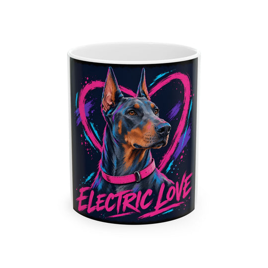 Blue Doberman Pinscher Ceramic Mug | Electric Love Dog Lover Gift