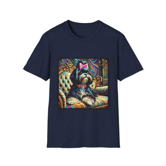 Shih Tzu Pink Bow Classic design dog lover unisex t-shirt in navy