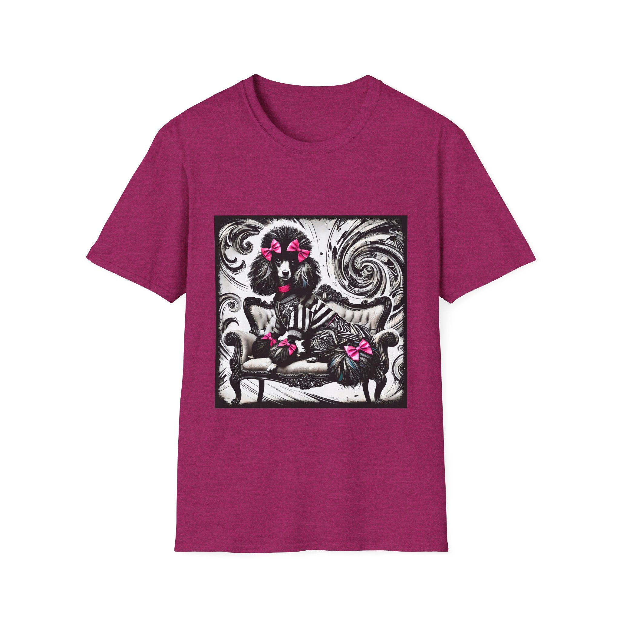 Poodle B&W Pink Bow Rocker | Unisex Dog T-Shirt