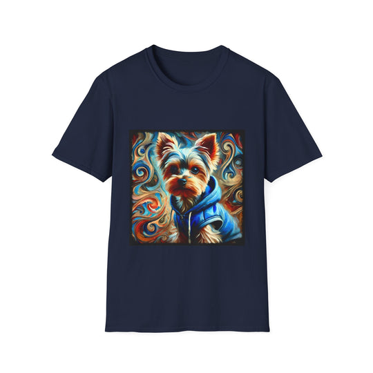Yorkshire Terrier Metro Swirl design dog lover unisex t-shirt in navy