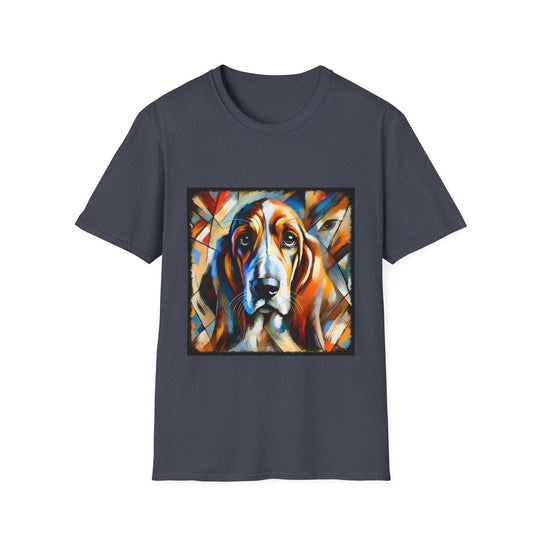 Basset Hound Bold Swirl design dog lover unisex t-shirt in heather navy