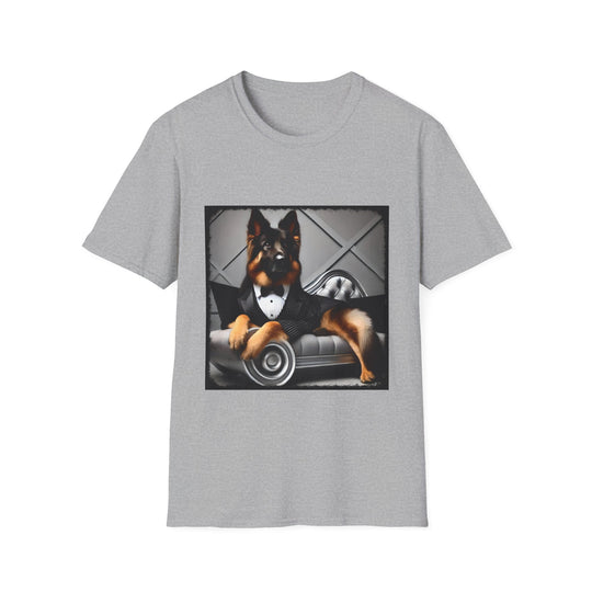 German Shepherd Debonaire Dude design dog lover unisex t-shirt in sport grey