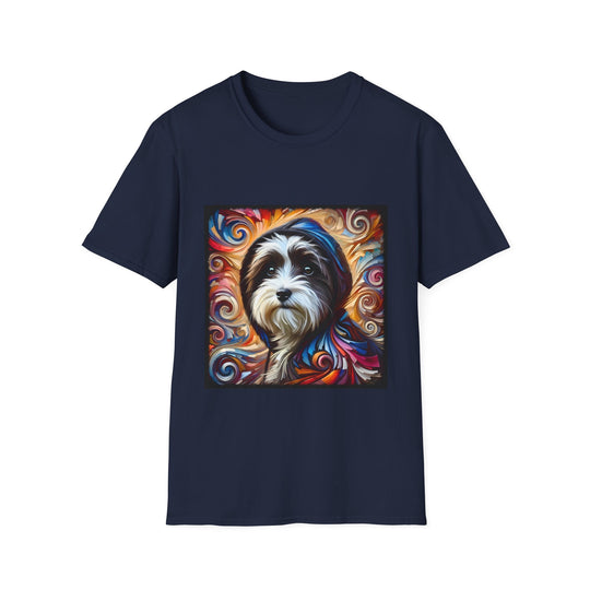 Havanese Relaxed Swirl design dog lover unisex t-shirt in navy