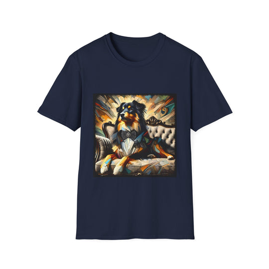 Miniature American Shepherd Bowtie Classic design dog lover unisex t-shirt in navy