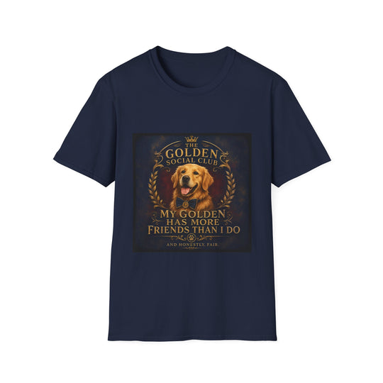 Golden Retriever My Golden Has More Friends Than I Do design dog lover unisex t-shirt in navy