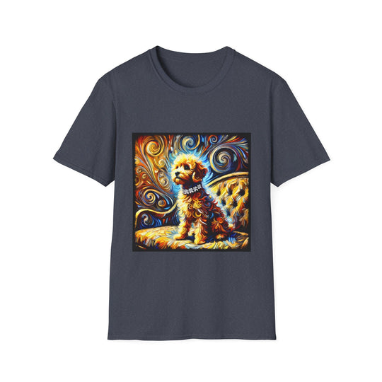 Goldendoodle Vivid Swirl design dog lover unisex t-shirt in heather navy