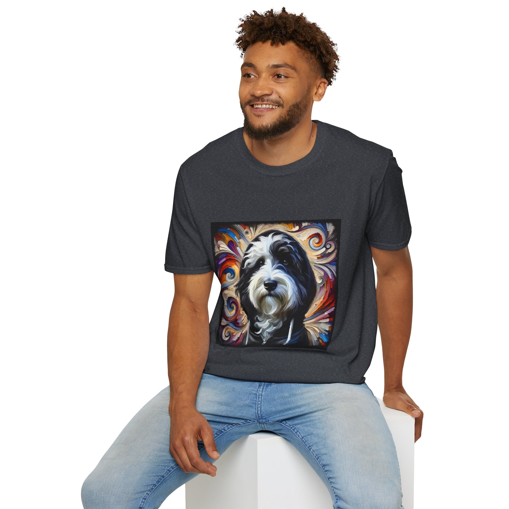 Sheepadoodle Black Hoodie Swirl | Unisex Dog T-Shirt