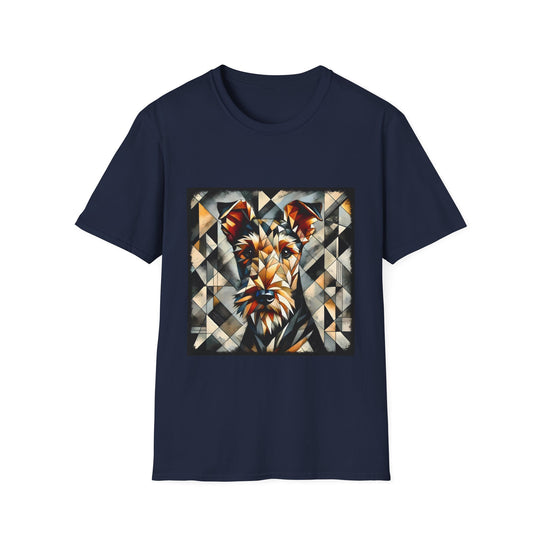 Airedale Terrier Bold Geometric design dog lover unisex t-shirt in navy