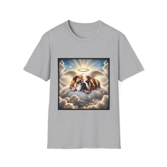 Bulldog Angel Baby design dog lover unisex t-shirt in sport grey