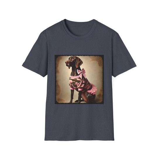 German Shorthaired Pointer Pink Camo Cutie design dog lover unisex t-shirt in heather navy