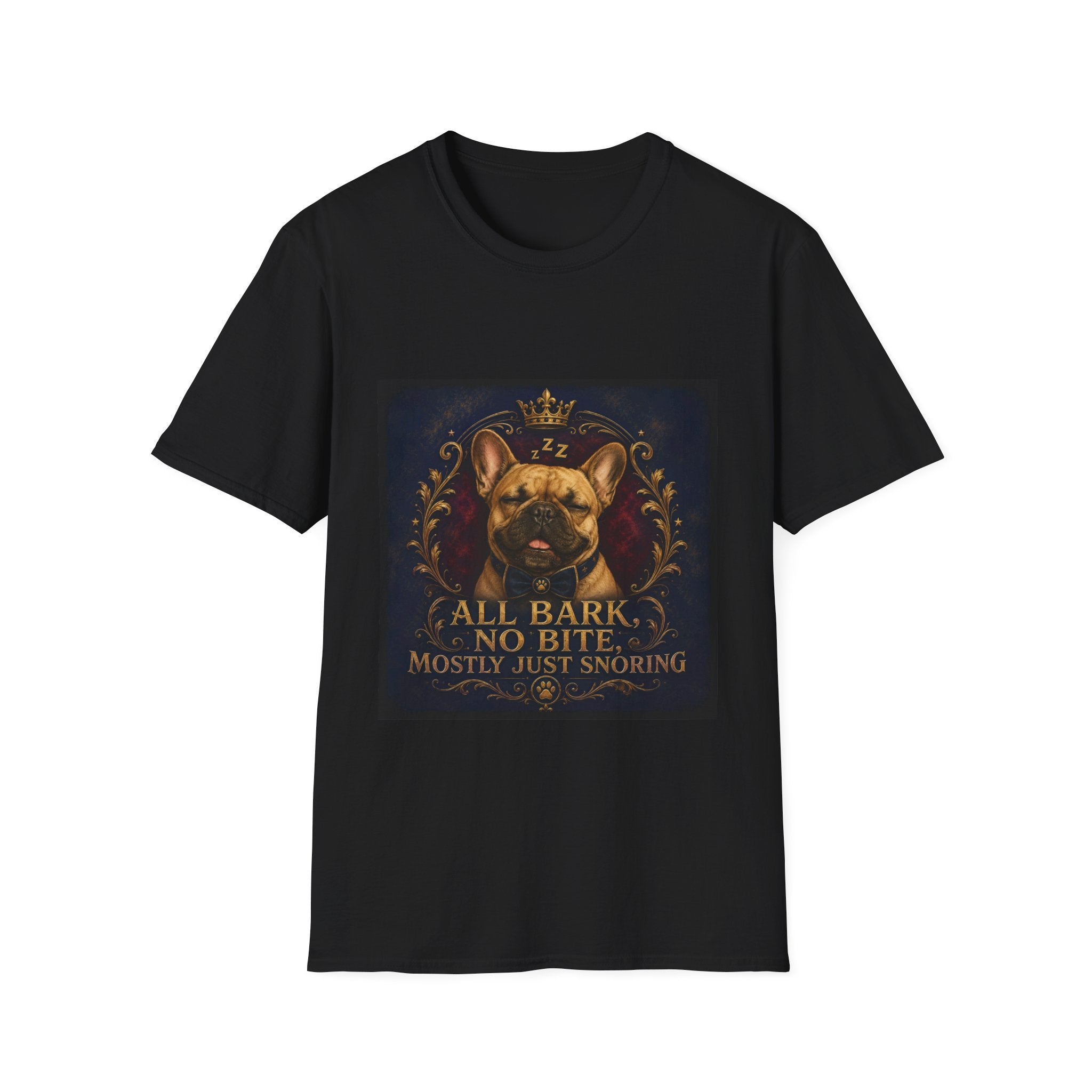 French Bulldog Shirt | All Bark, No Bite, Just Snoring Dog Lover Tee
