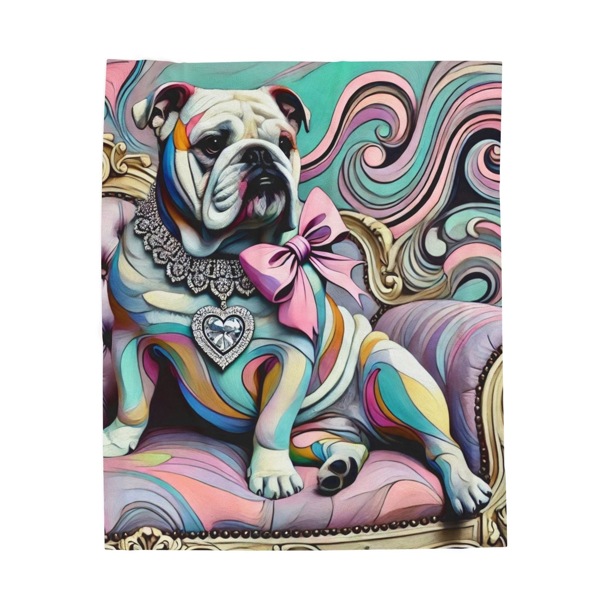 Bulldog Blanket | Pastel Swirl Dog Lover Gift