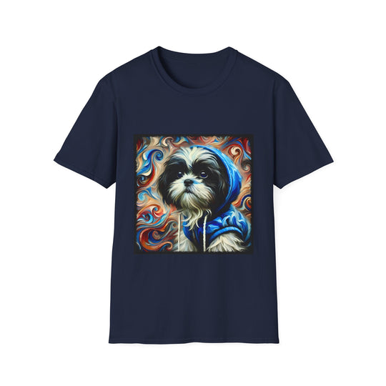 Shih Tzu Street Swirl design dog lover unisex t-shirt in navy
