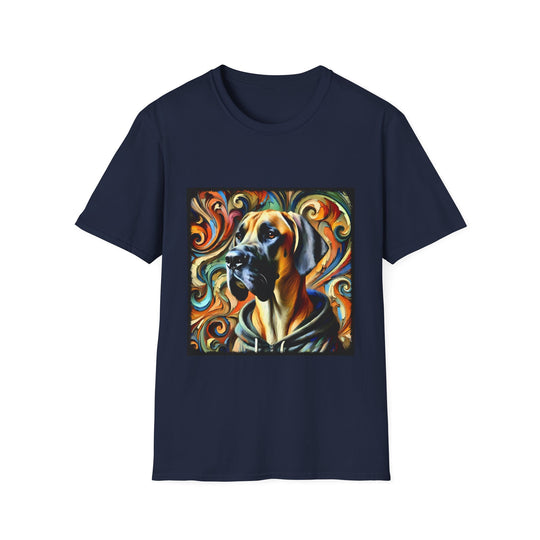 Great Dane Street Swirl design dog lover unisex t-shirt in navy