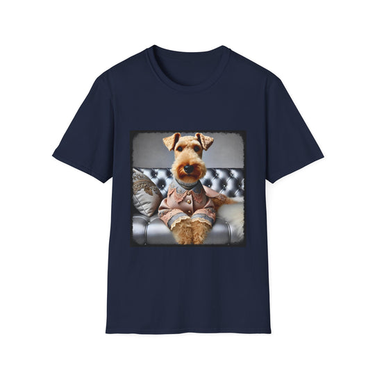 Airedale Terrier Pure Class design dog lover unisex t-shirt in navy