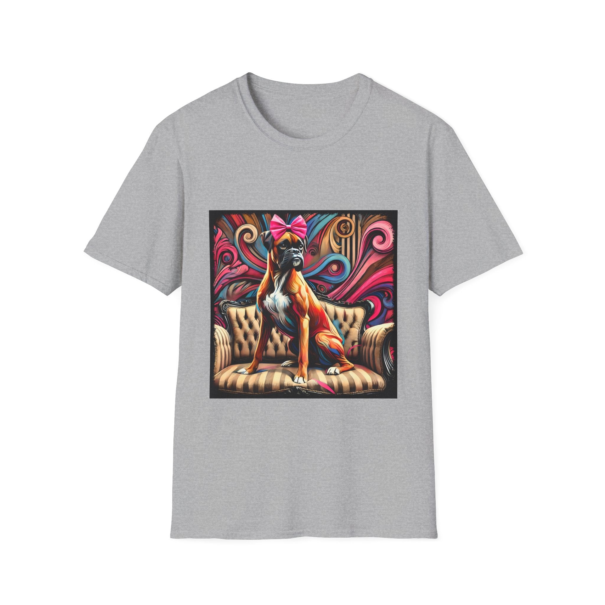 Boxer Pink Bow Swirl | Unisex Dog T-Shirt