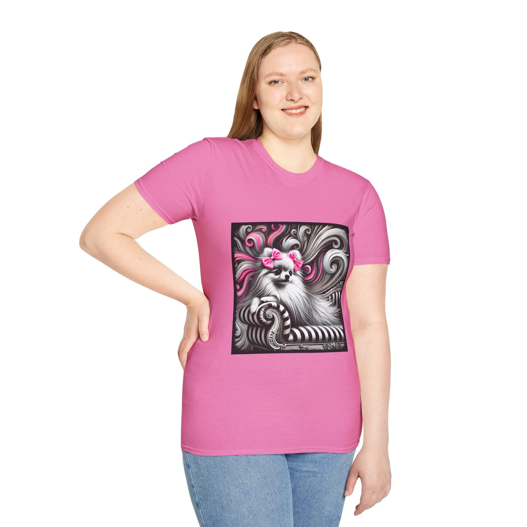 Pomeranian B&W Pink Bows | Unisex Dog T-Shirt