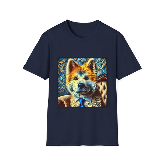 Akita Bold Gentleman Swirl design dog lover unisex t-shirt in navy
