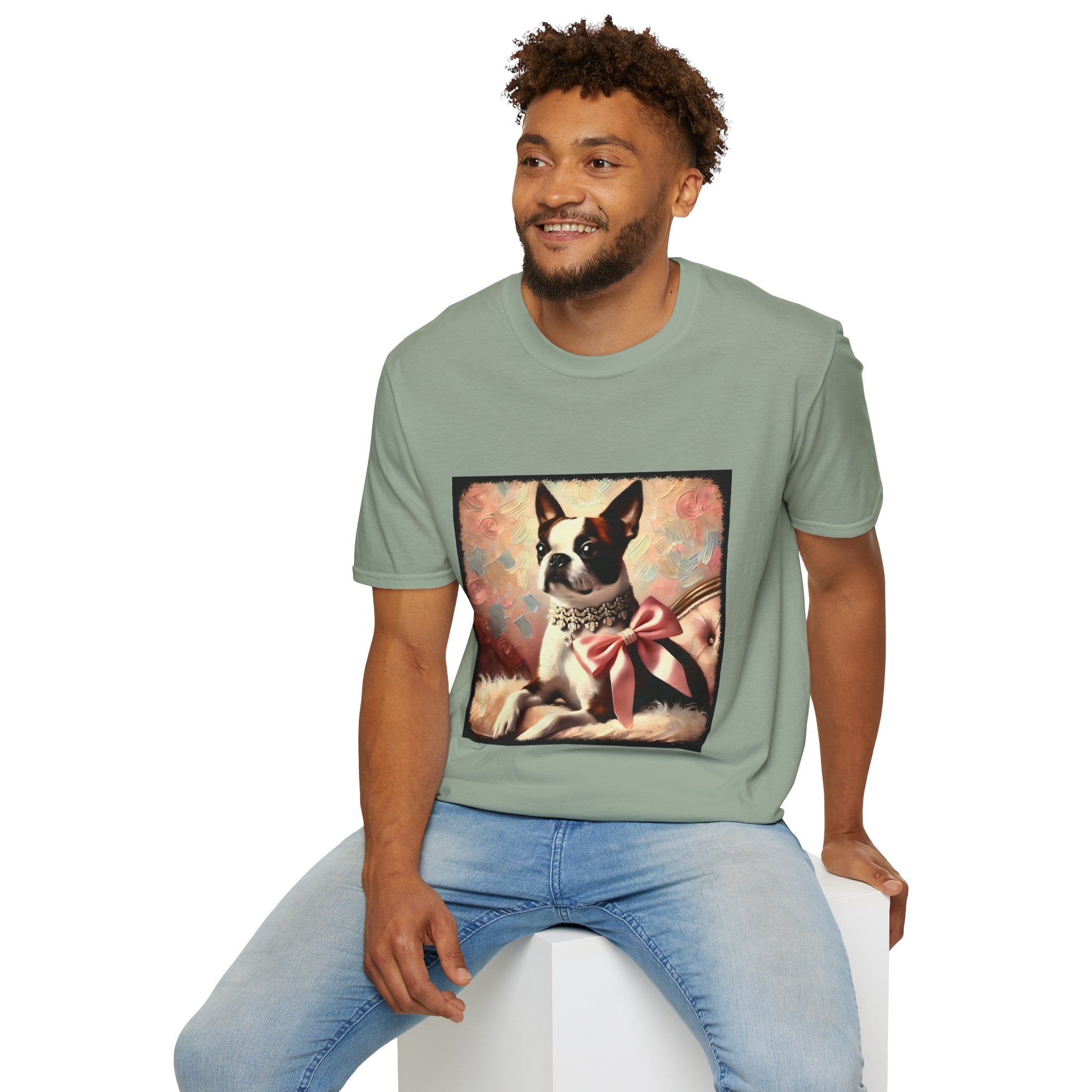 Boston Terrier Pink Bow Classic | Unisex Dog T-Shirt