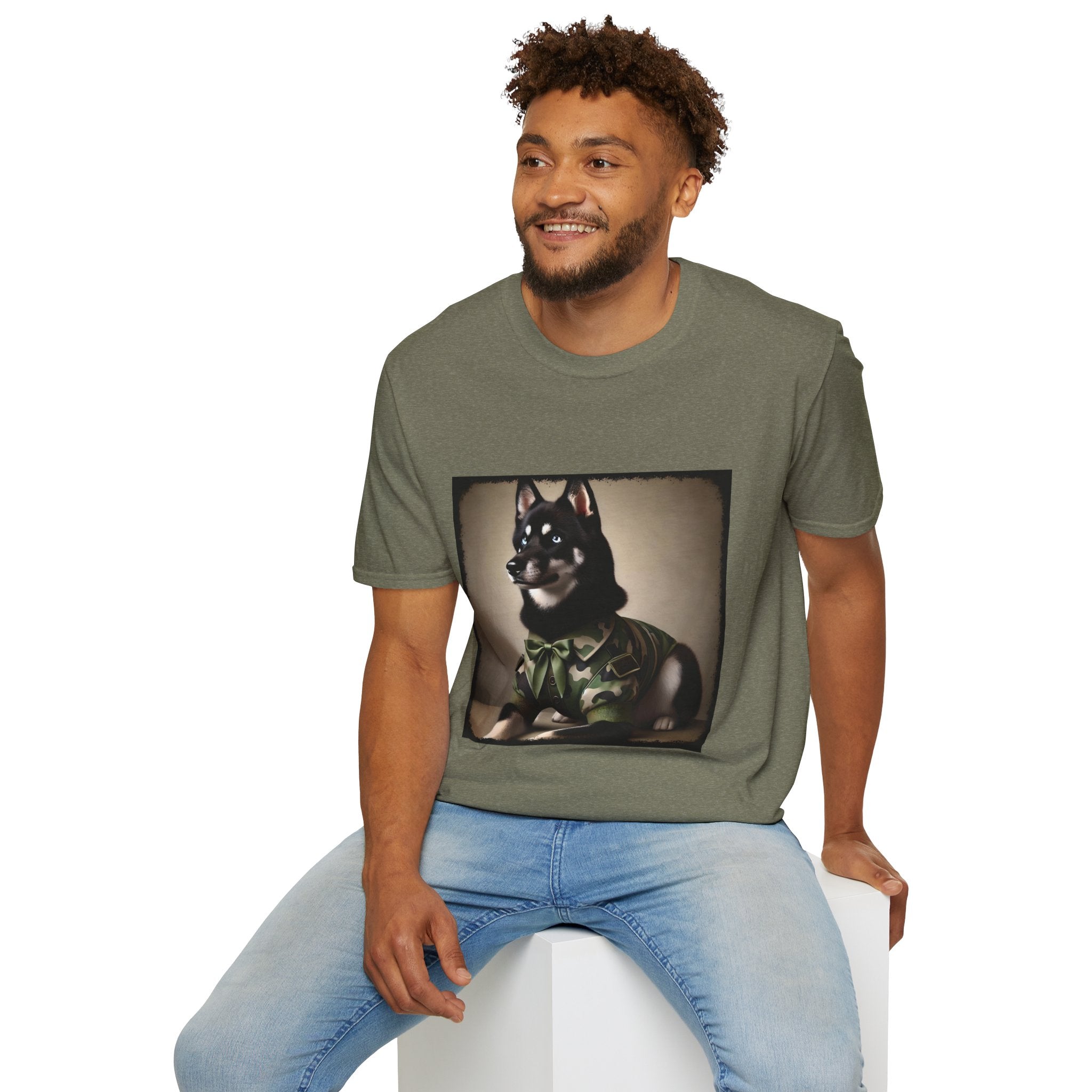 Siberian Husky Green Camo Cutie  | Unisex Dog T-Shirt