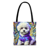 Bichon Frise Tote Bag | Electric Swirl Dog Lover Gift