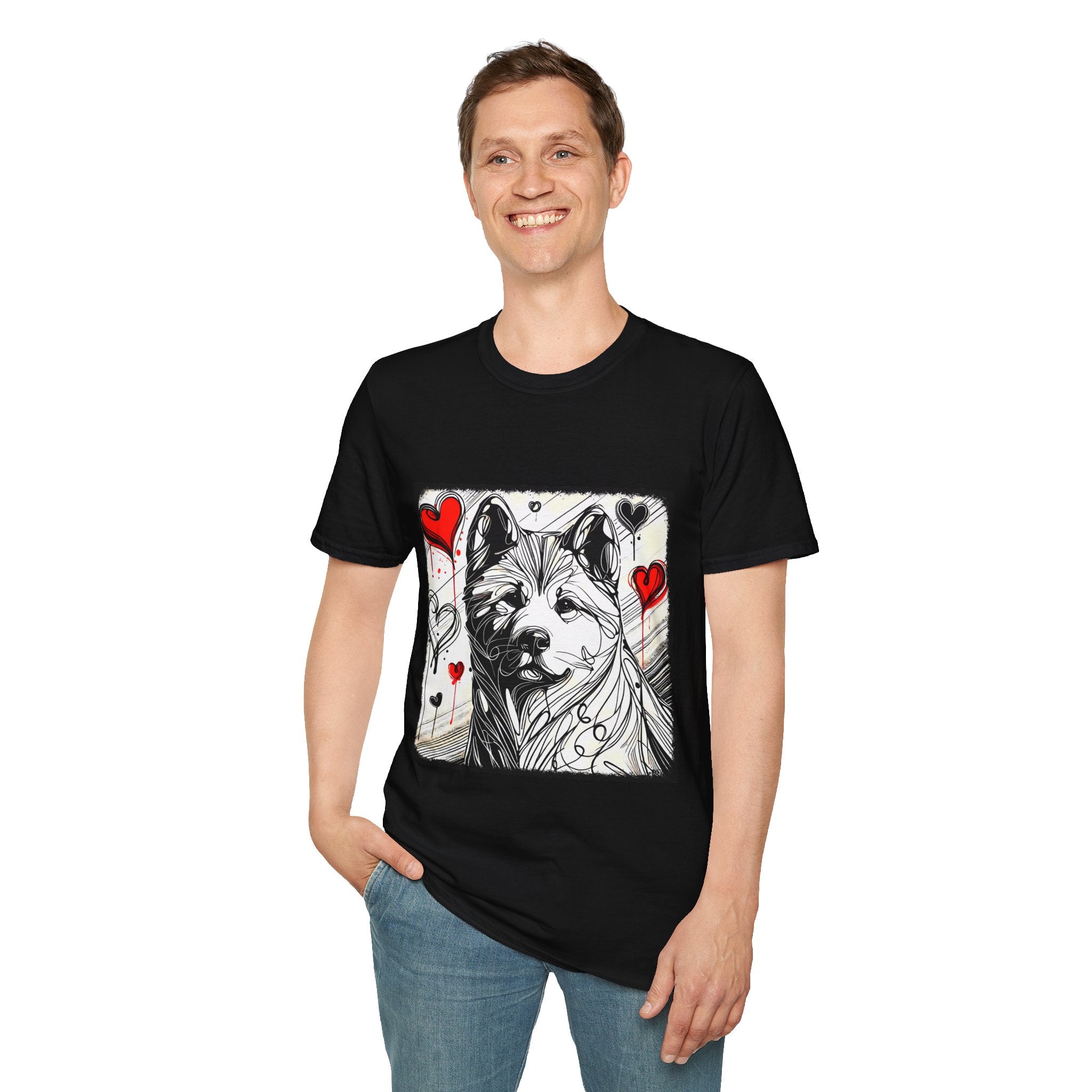 Akita Shirt | Bold Heart Sketch Dog Lover Tee