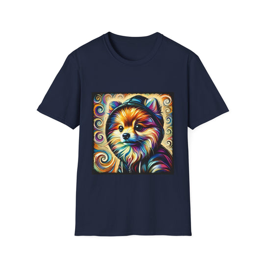 Pomeranian Hoodie Swirl design dog lover unisex t-shirt in navy