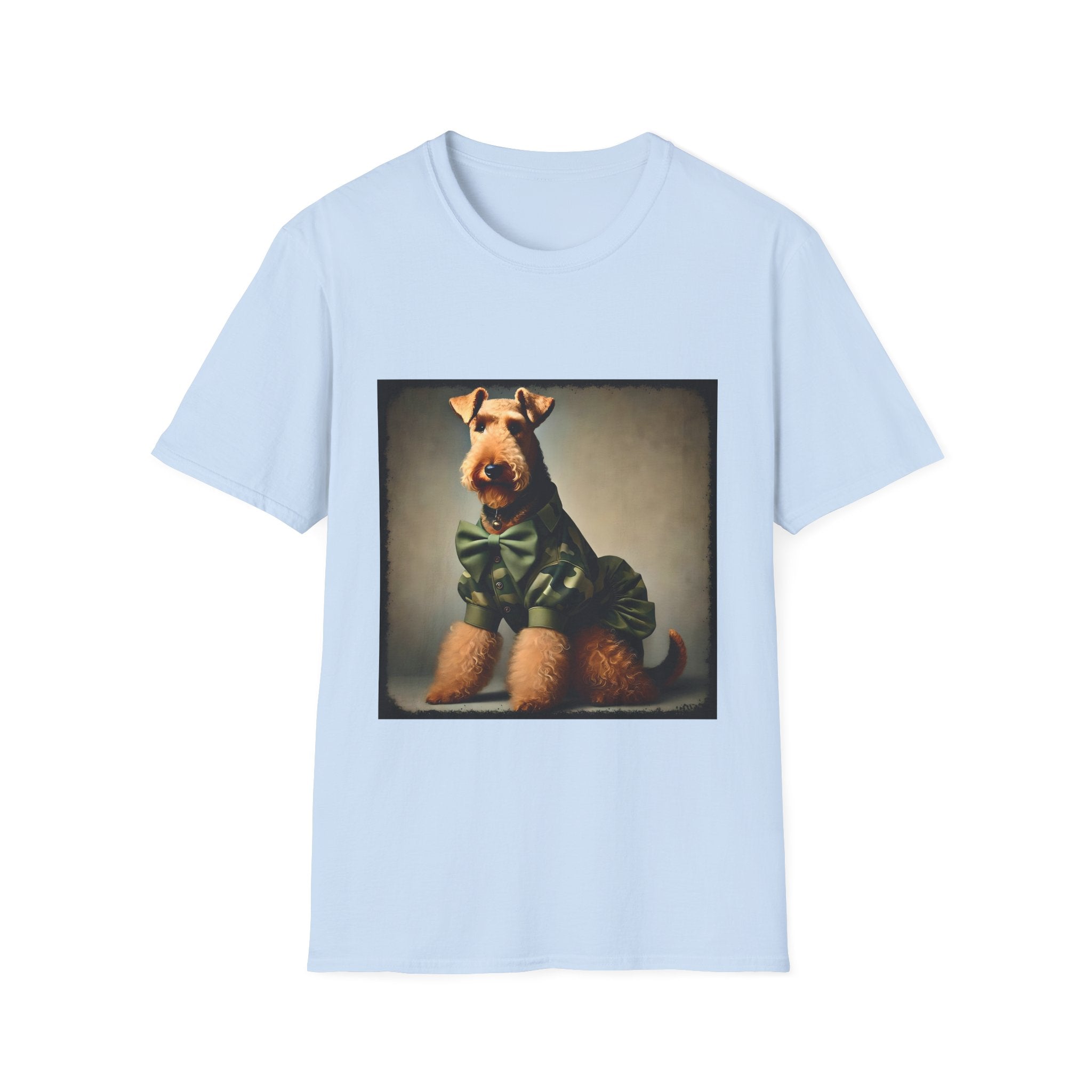 Airedale Terrier Tactical Diva design dog lover unisex t-shirt in light blue