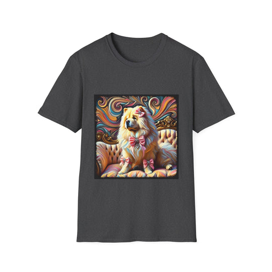 Chow Chow Pink Swirl design dog lover unisex t-shirt in dark heather
