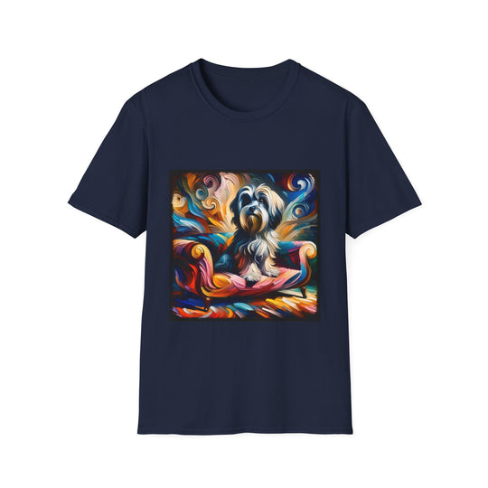 Havanese Blaze Swirl design dog lover unisex t-shirt in navy