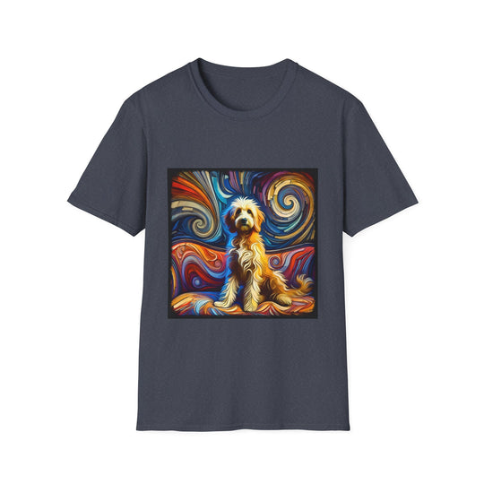 Goldendoodle Multicolored Swirl design dog lover unisex t-shirt in heather navy
