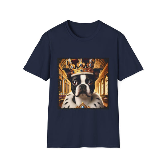Boston Terrier Royal Flex design dog lover unisex t-shirt in navy