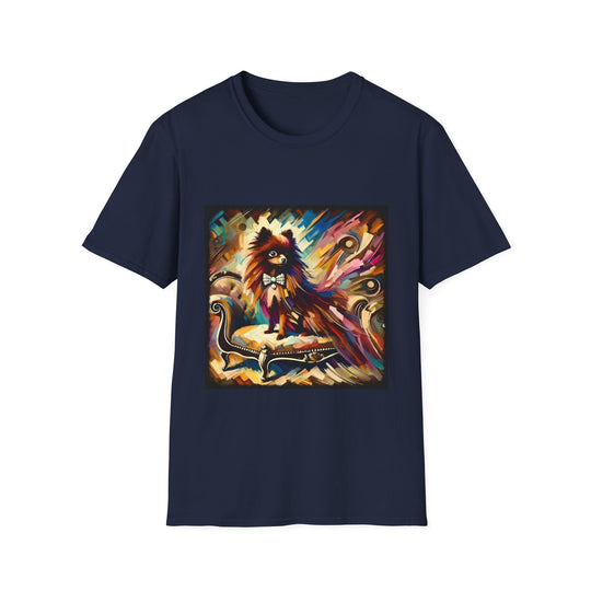 Pomeranian Bold Swirl design dog lover unisex t-shirt in navy
