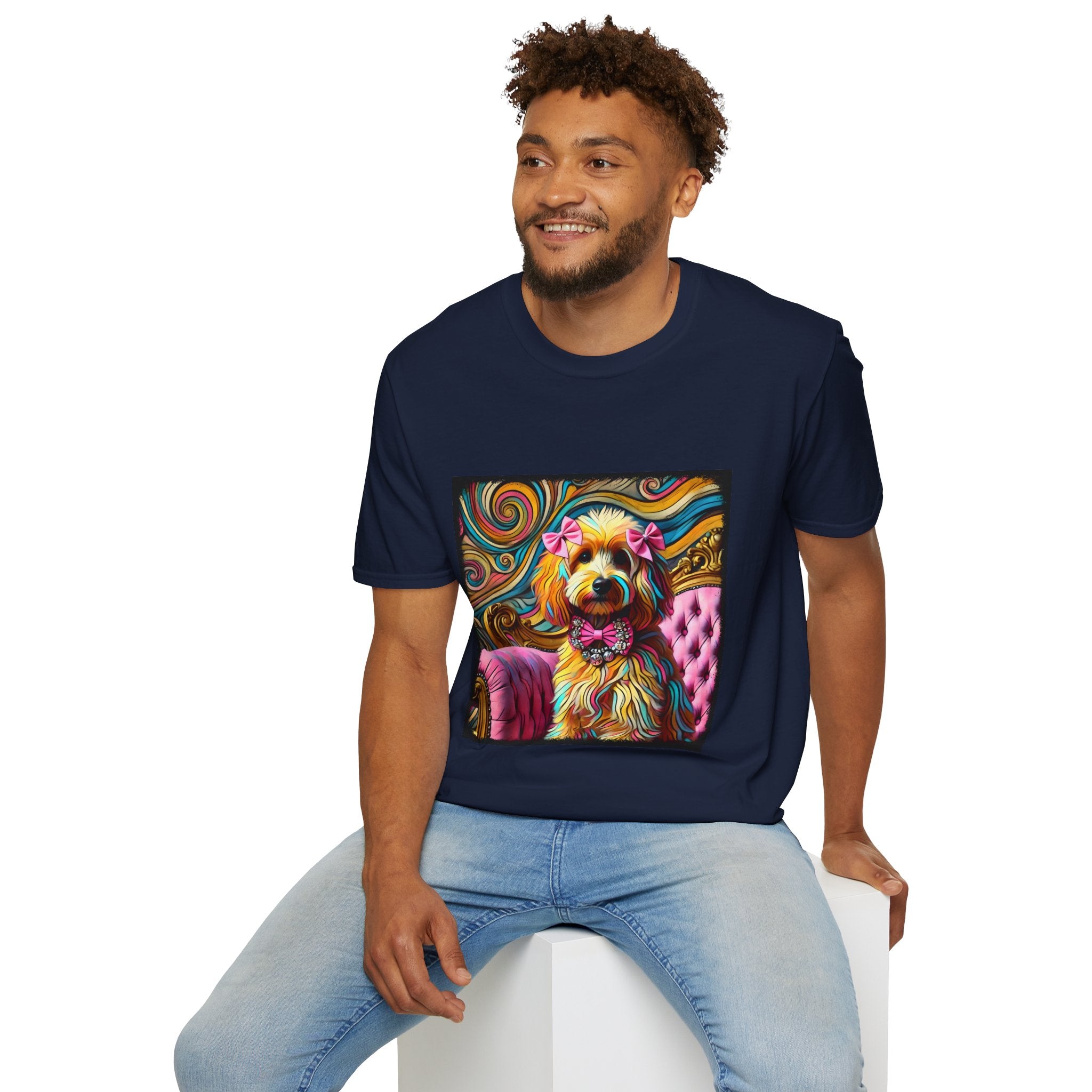 Goldendoodle Pink Diamond Bow Swirl  | Unisex Dog T-Shirt