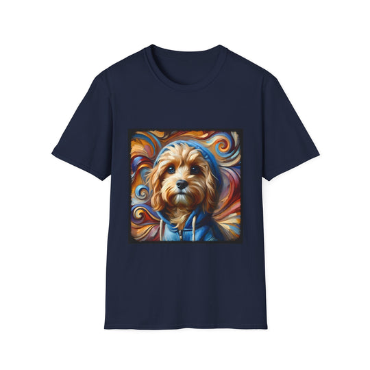 Cavapoo Blue Hoodie Swirl design dog lover unisex t-shirt in navy