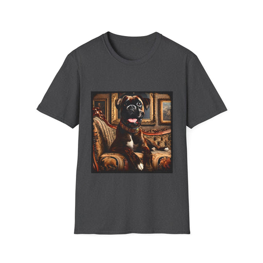 Boxer Happy Regal design dog lover unisex t-shirt in dark heather