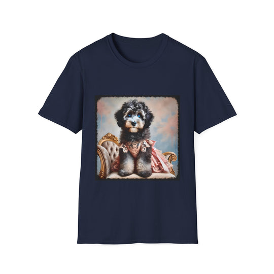 Aussiedoodle Pink Lace Princess design dog lover unisex t-shirt in navy