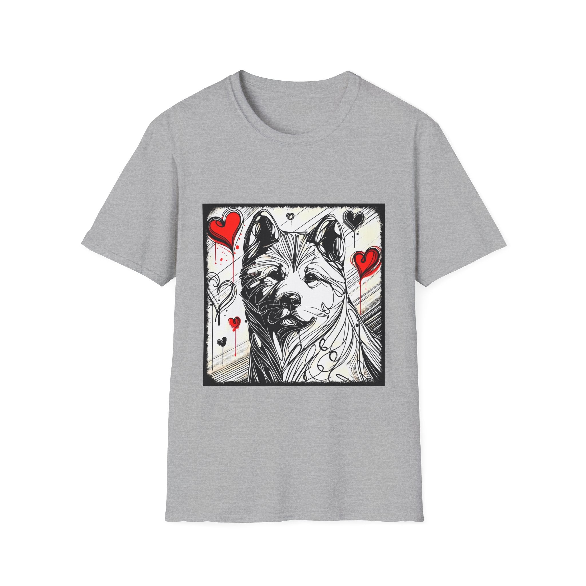 Akita Shirt | Bold Heart Sketch Dog Lover Tee