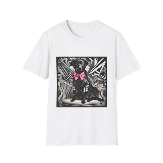 Labrador Retriever B&W Pink Bow Bold design dog lover unisex t-shirt in white