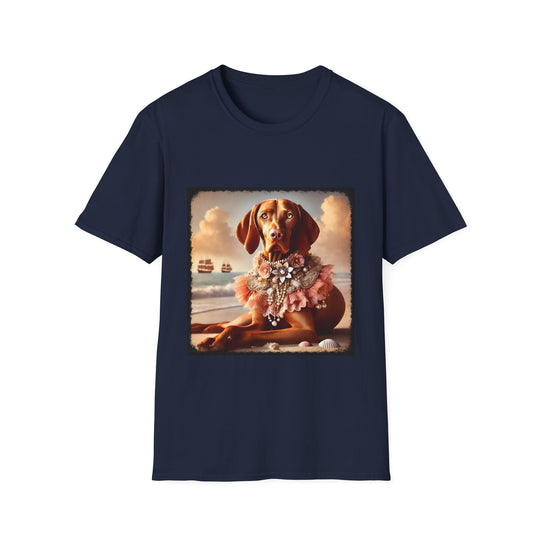 Vizsla Beach Beauty design dog lover unisex t-shirt in navy