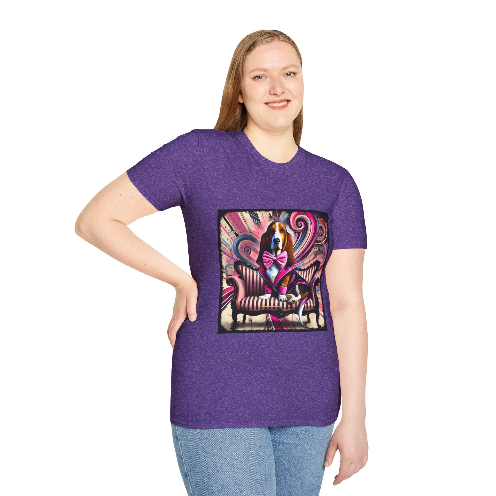 Basset Hound Pink Swirl Bold | Unisex Dog T-Shirt
