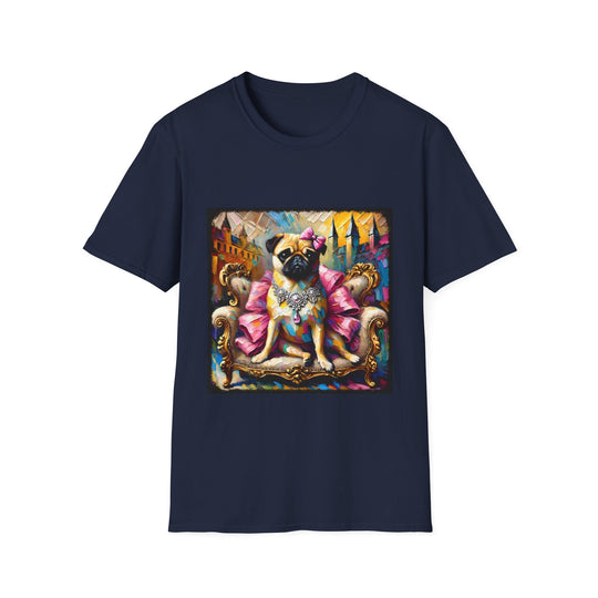 Pug Diamond Princess Classic design dog lover unisex t-shirt in navy